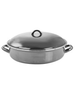 Gibson Home 5 Quart Gray Enamel on Steel Braiser Pan with Lid
